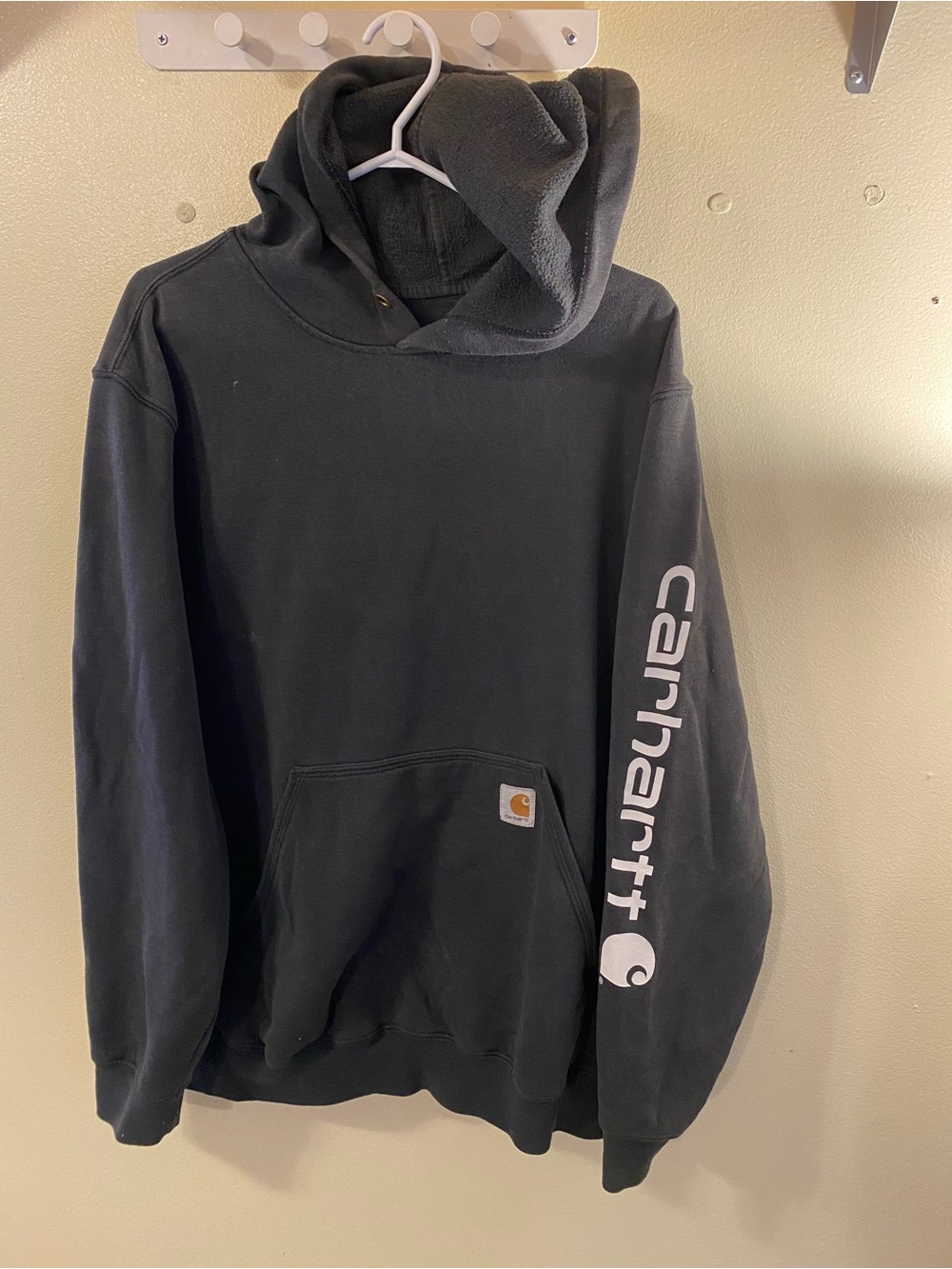 Carhartt Black Pullover Hoodie with Sleeve Logo